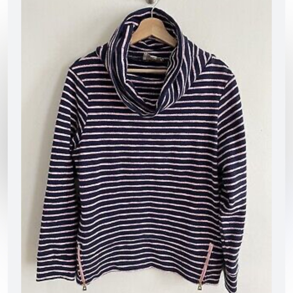 Sail to Sable Pink and Blue Cowl Neck Sweater